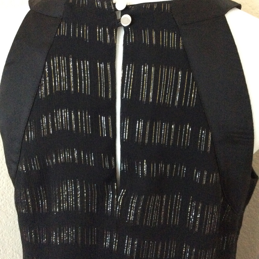 Silk top White House Bl Market Tunic silk top halter style black gold metallic - Picture 6 of 6